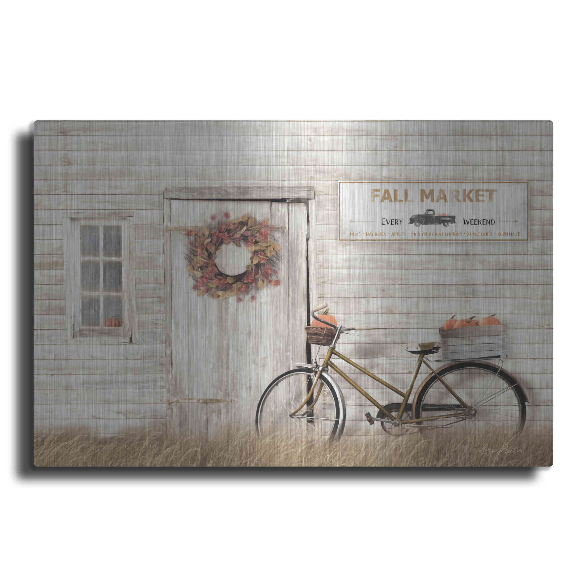 Luxe Metal Art 'Pumpkin Bicycle' by Lori Deiter, Metal Wall Art