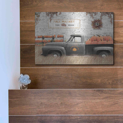 Luxe Metal Art 'Fall Pumpkin Market' by Lori Deiter, Metal Wall Art,16x12