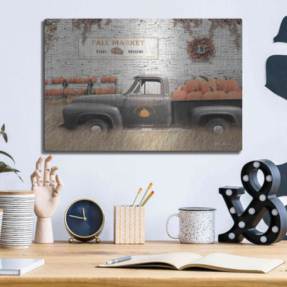 Luxe Metal Art 'Fall Pumpkin Market' by Lori Deiter, Metal Wall Art,16x12