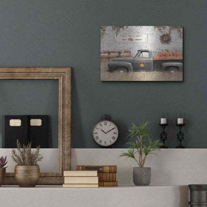 Luxe Metal Art 'Fall Pumpkin Market' by Lori Deiter, Metal Wall Art,16x12