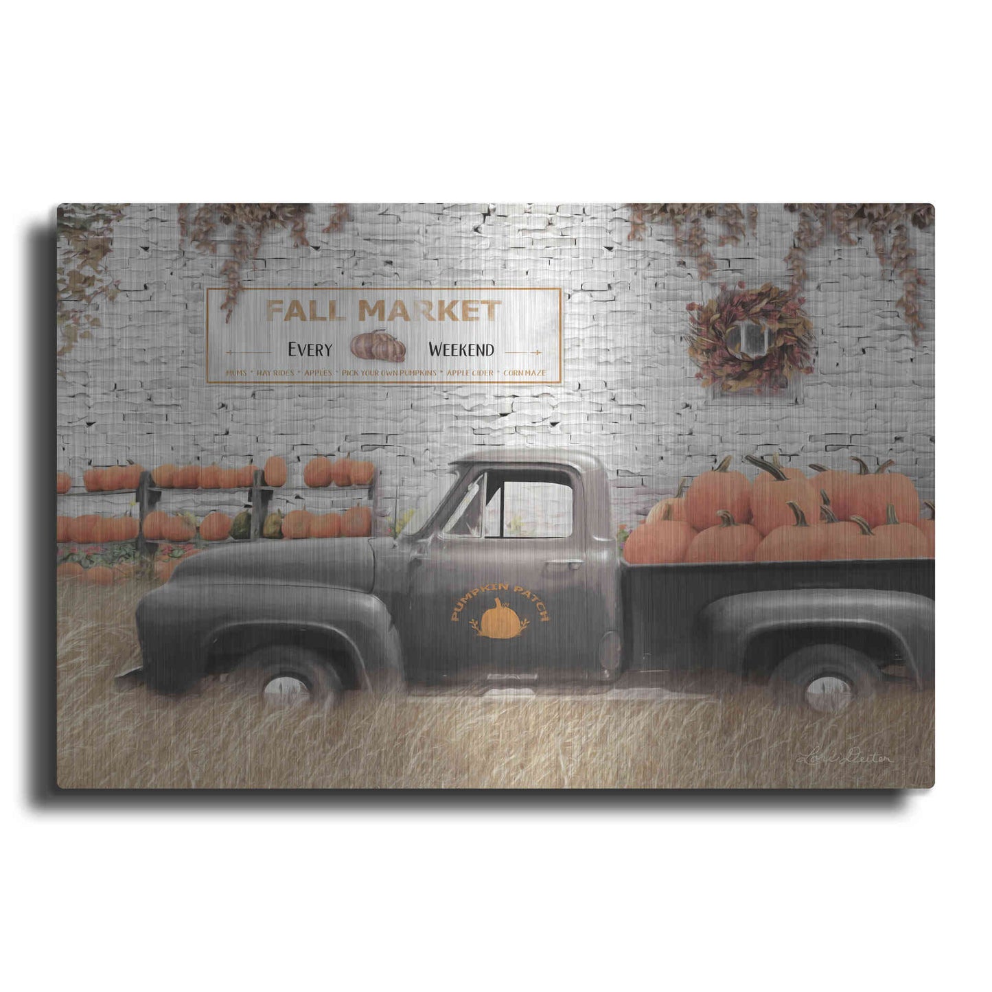 Luxe Metal Art 'Fall Pumpkin Market' by Lori Deiter, Metal Wall Art