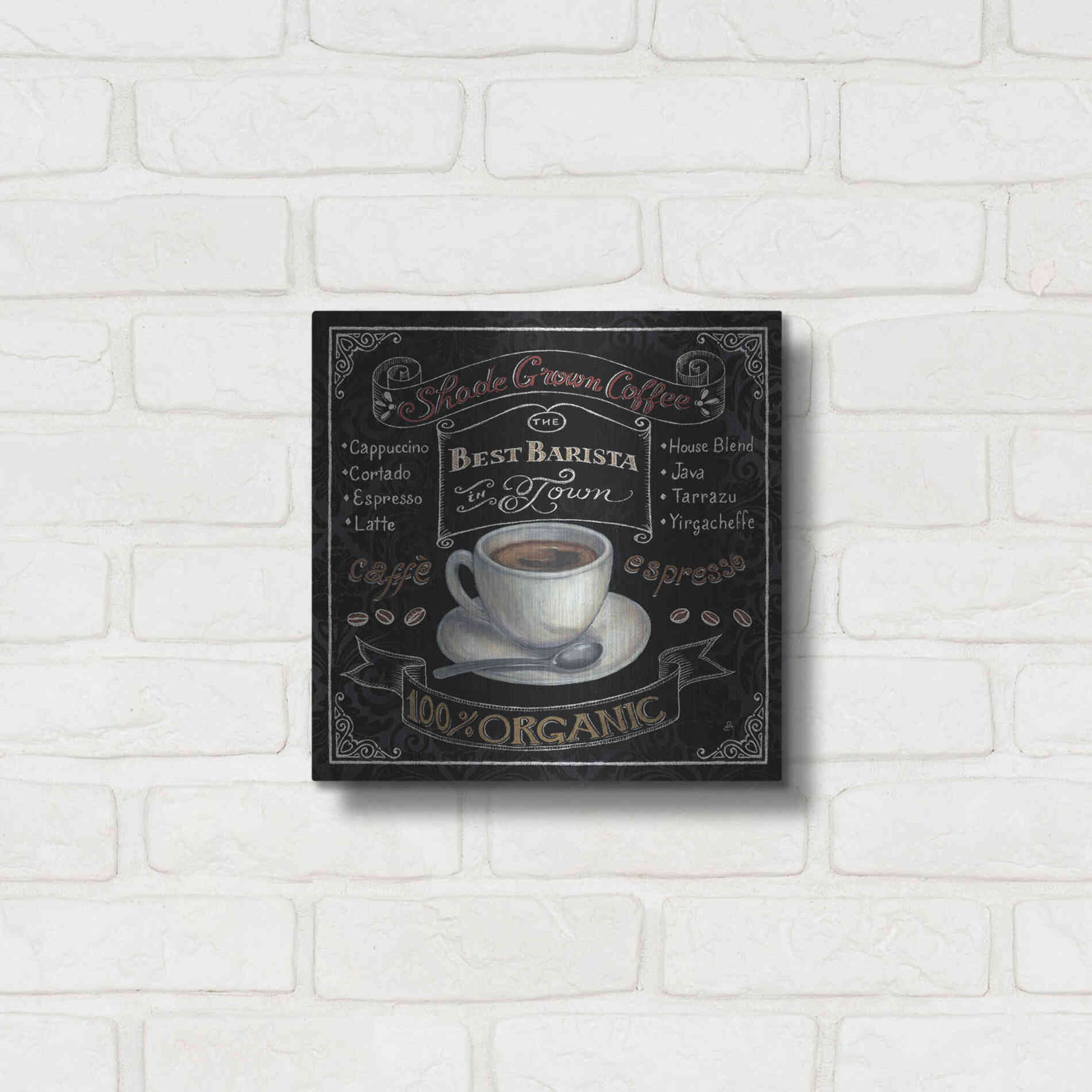 Luxe Metal Art 'Morning Treat Square II' by Daphne Brissonet, Metal Wall Art,12x12