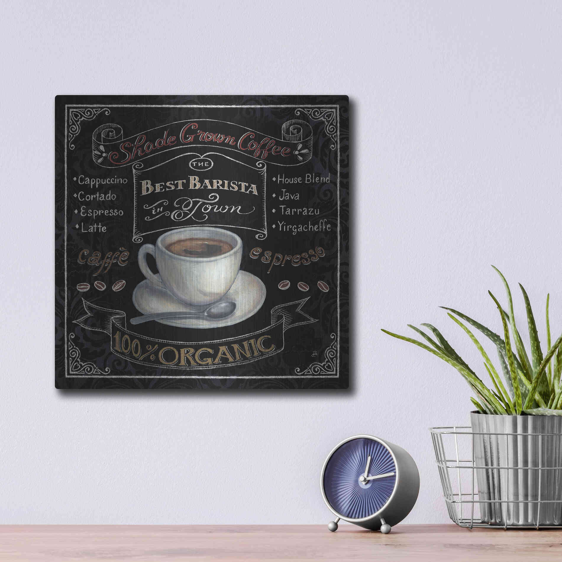 Luxe Metal Art 'Morning Treat Square II' by Daphne Brissonet, Metal Wall Art,12x12