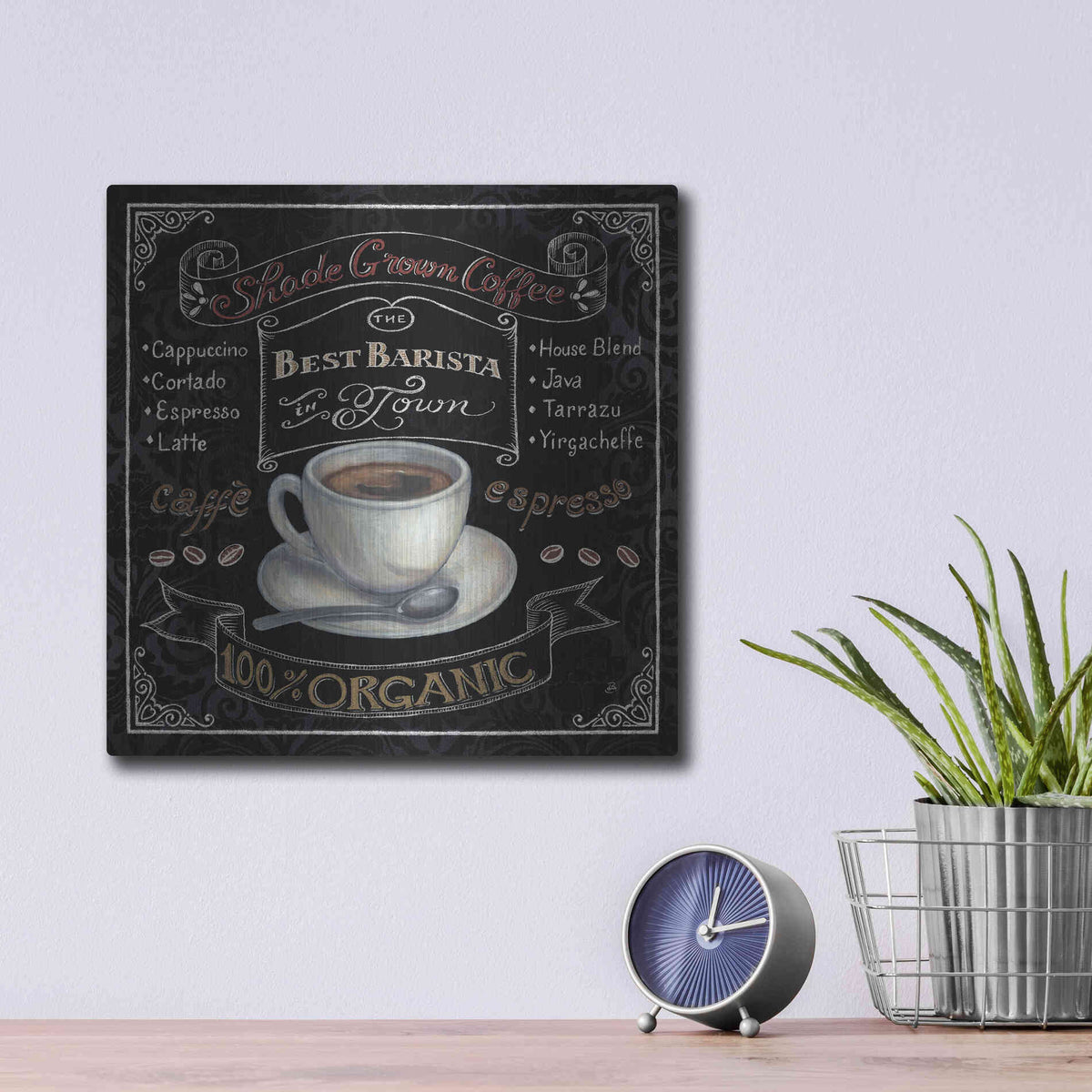 Luxe Metal Art 'Morning Treat Square II' by Daphne Brissonet, Metal Wall Art,12x12