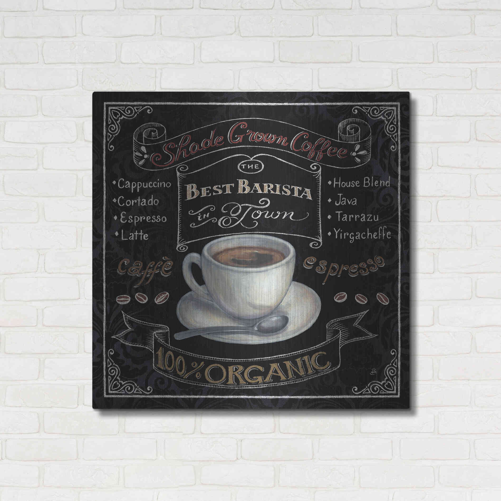 Luxe Metal Art 'Morning Treat Square II' by Daphne Brissonet, Metal Wall Art,36x36