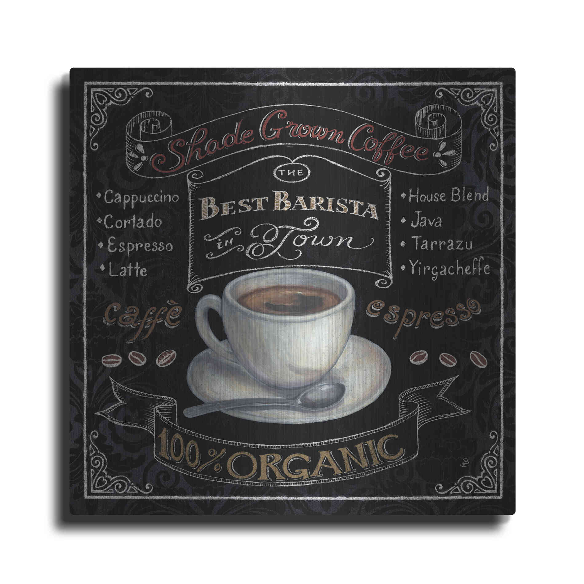 Luxe Metal Art 'Morning Treat Square II' by Daphne Brissonet, Metal Wall Art