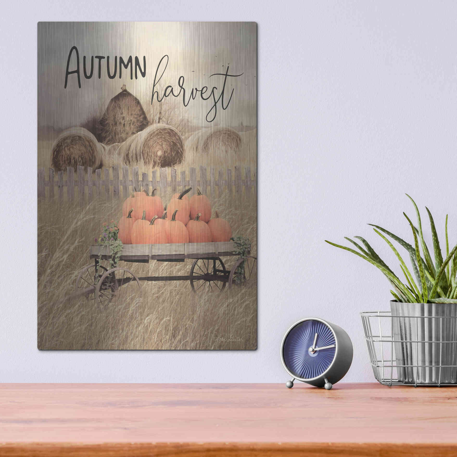 Luxe Metal Art 'Autumn Harvest' by Lori Deiter, Metal Wall Art,12x16