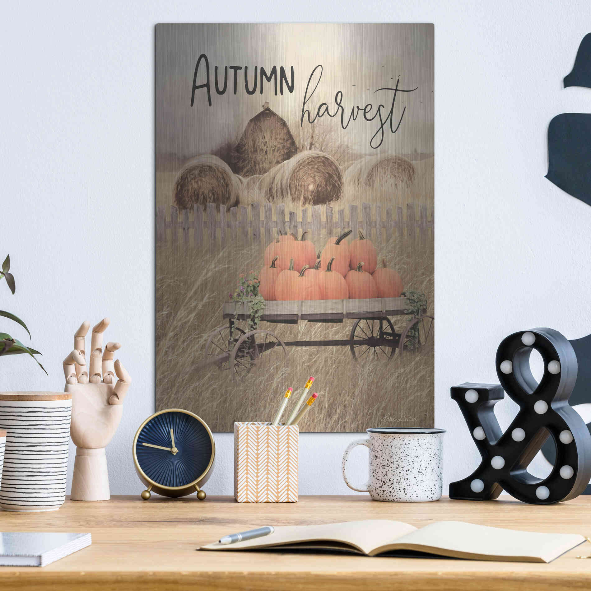 Luxe Metal Art 'Autumn Harvest' by Lori Deiter, Metal Wall Art,12x16