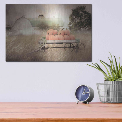 Luxe Metal Art 'Pumpkin Harvest Barn' by Lori Deiter, Metal Wall Art,16x12