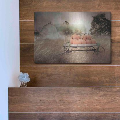 Luxe Metal Art 'Pumpkin Harvest Barn' by Lori Deiter, Metal Wall Art,16x12