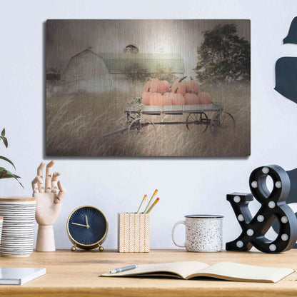 Luxe Metal Art 'Pumpkin Harvest Barn' by Lori Deiter, Metal Wall Art,16x12