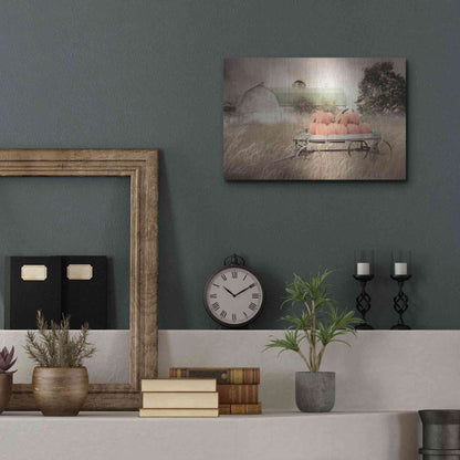 Luxe Metal Art 'Pumpkin Harvest Barn' by Lori Deiter, Metal Wall Art,16x12