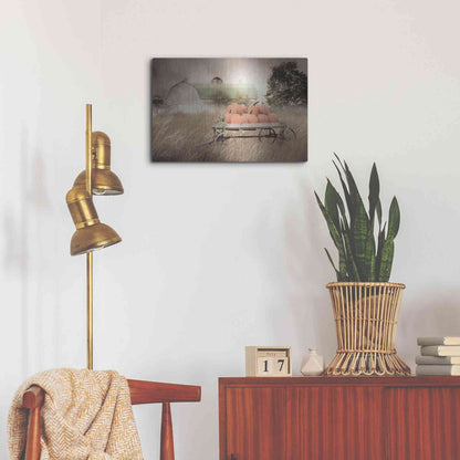Luxe Metal Art 'Pumpkin Harvest Barn' by Lori Deiter, Metal Wall Art,24x16