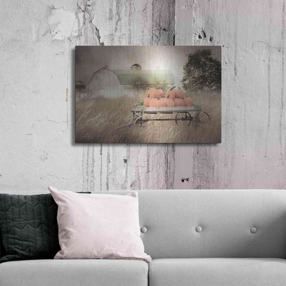 Luxe Metal Art 'Pumpkin Harvest Barn' by Lori Deiter, Metal Wall Art,36x24