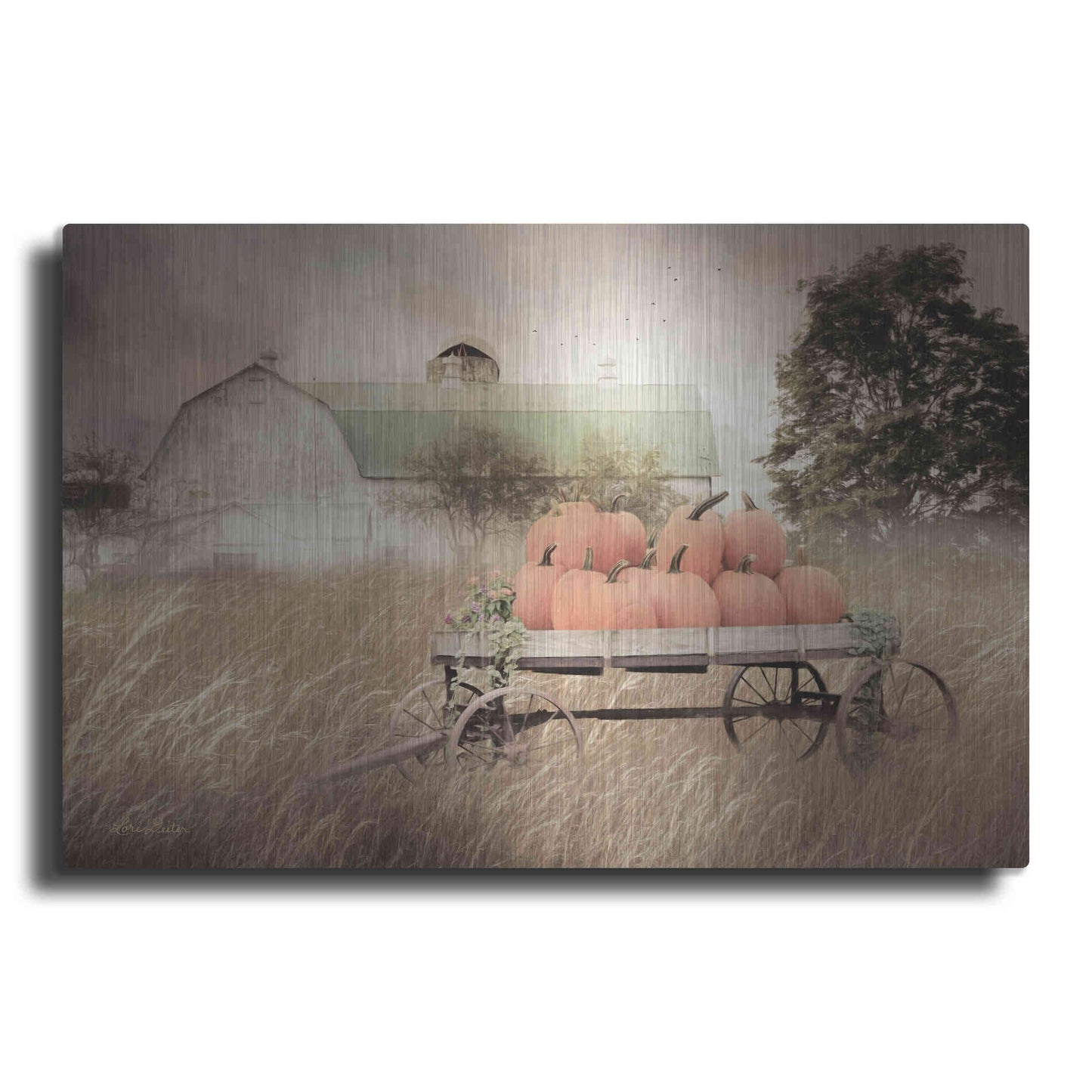 Luxe Metal Art 'Pumpkin Harvest Barn' by Lori Deiter, Metal Wall Art