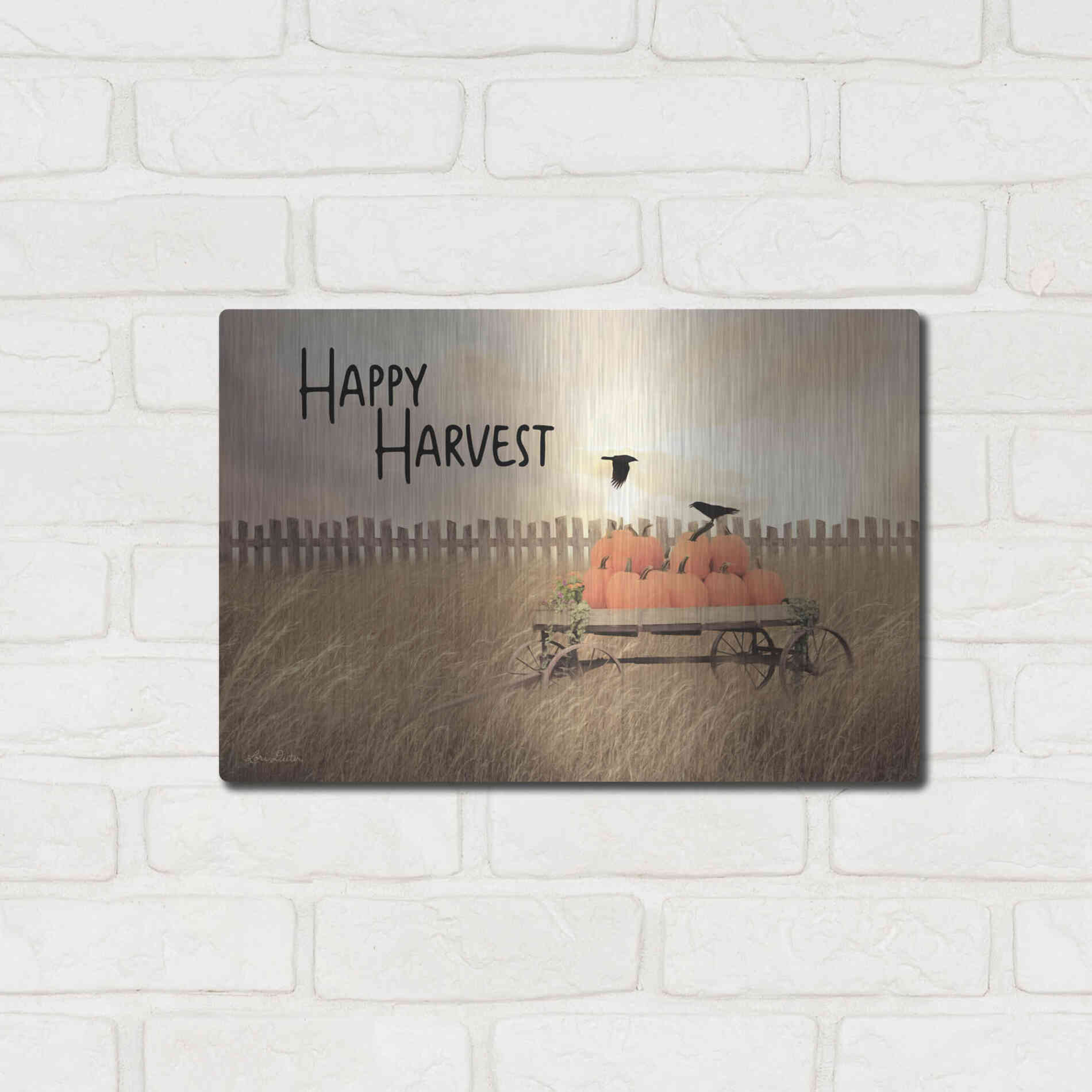 Luxe Metal Art 'Happy Harvest' by Lori Deiter, Metal Wall Art,16x12