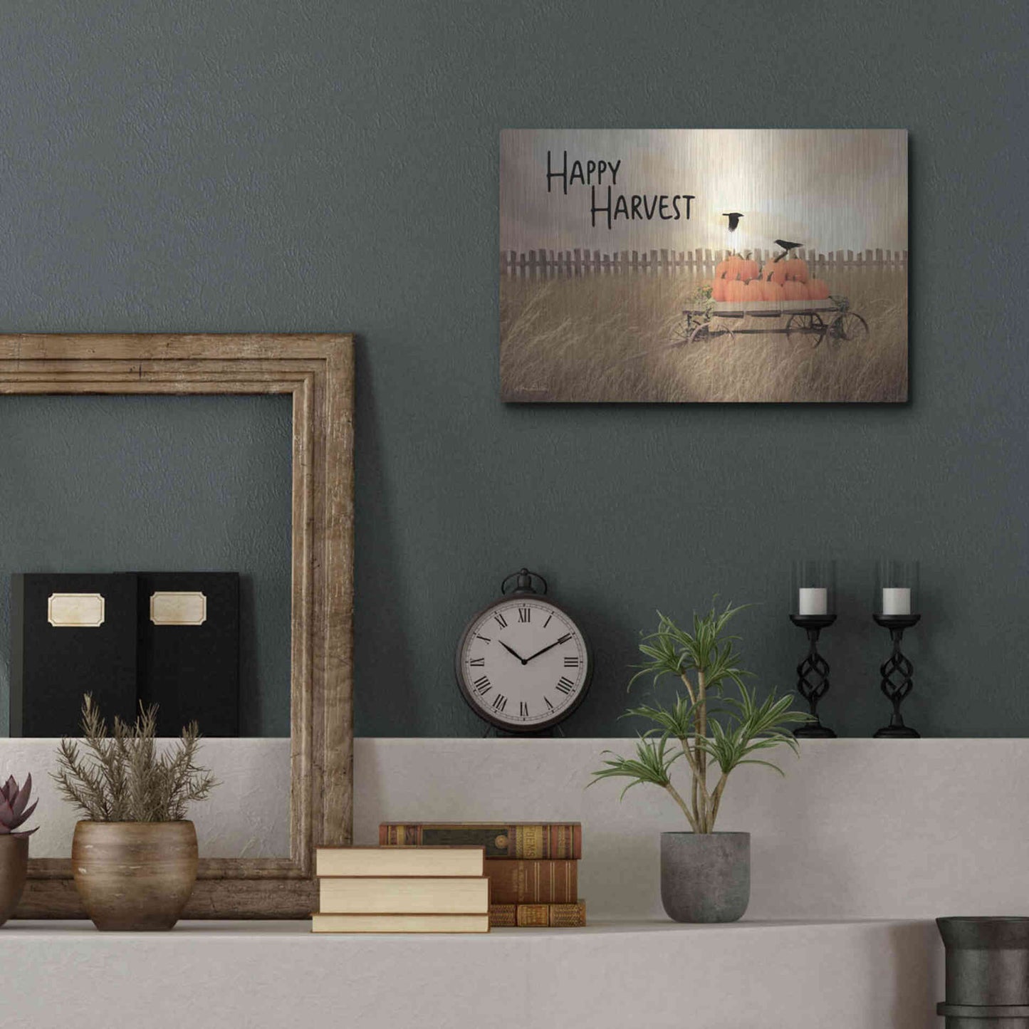 Luxe Metal Art 'Happy Harvest' by Lori Deiter, Metal Wall Art,16x12