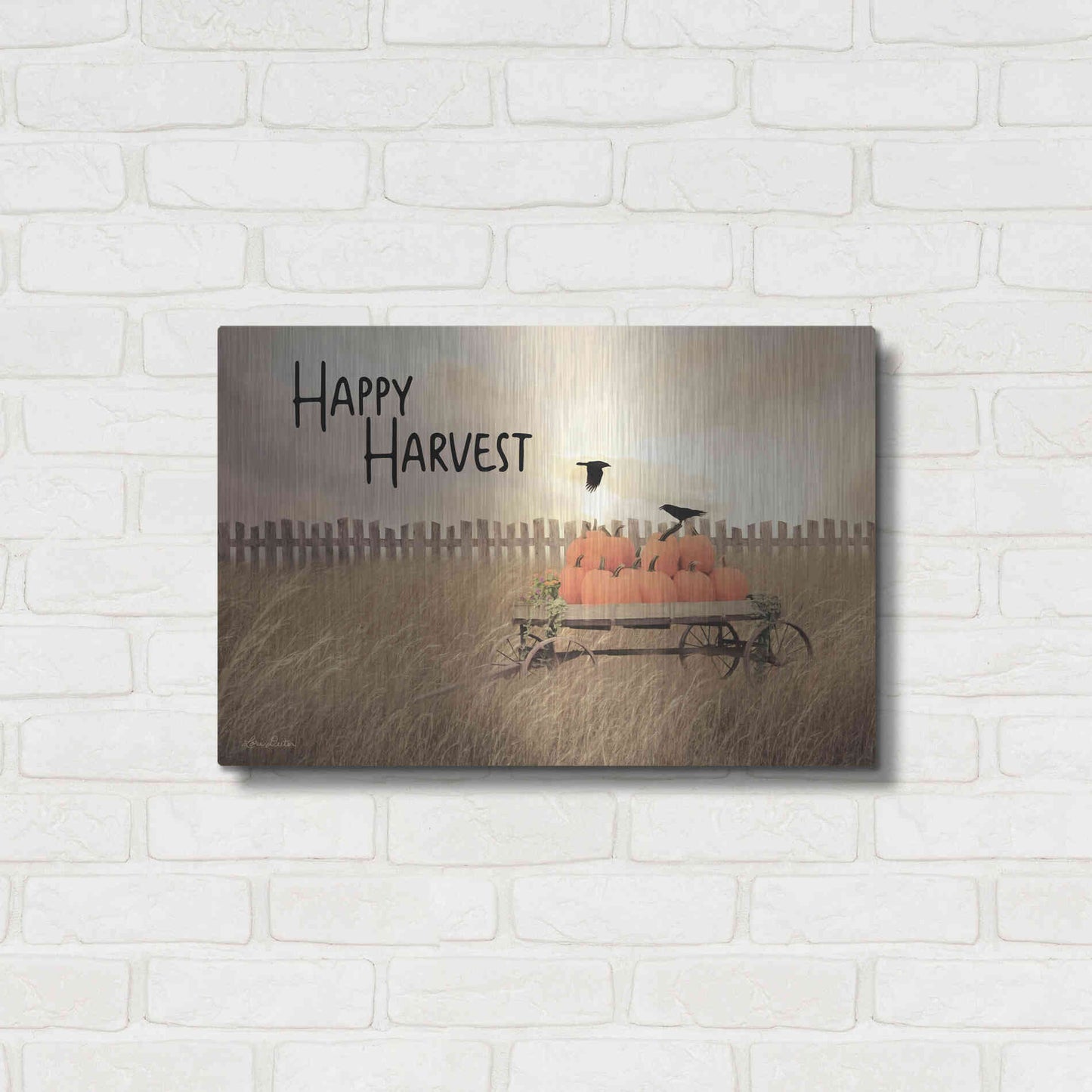 Luxe Metal Art 'Happy Harvest' by Lori Deiter, Metal Wall Art,24x16