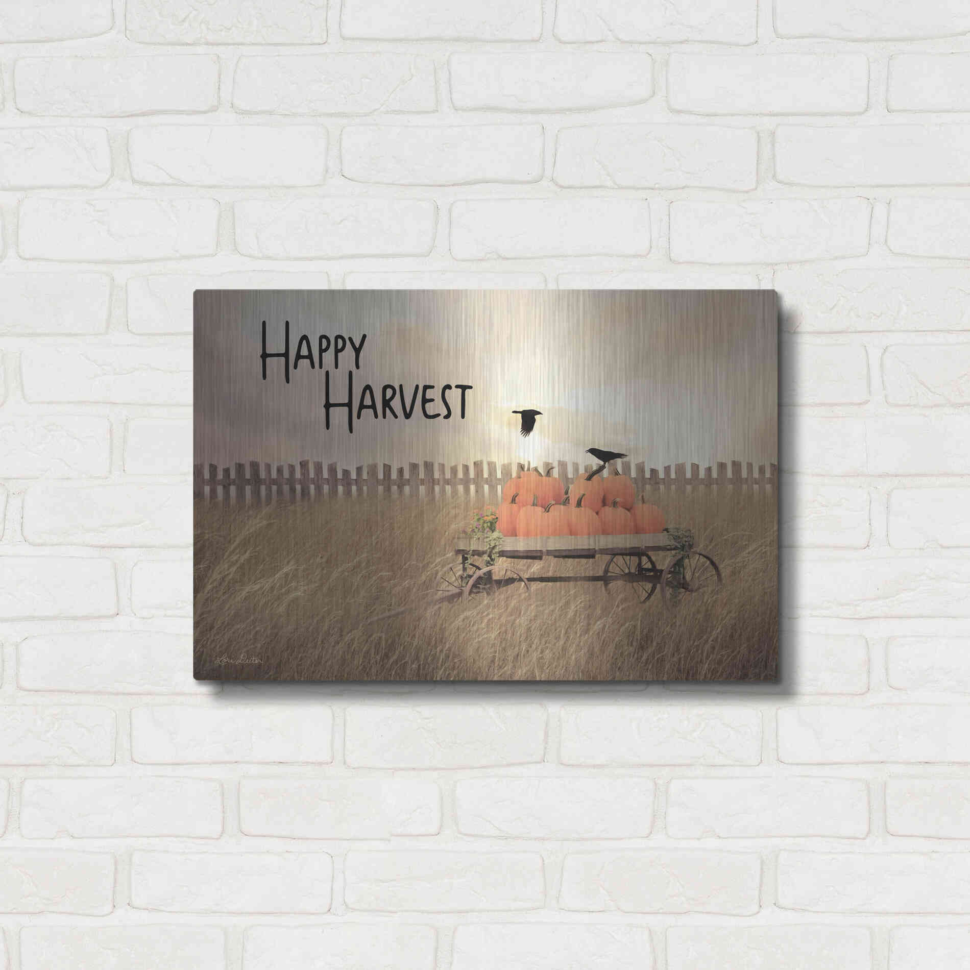Luxe Metal Art 'Happy Harvest' by Lori Deiter, Metal Wall Art,24x16