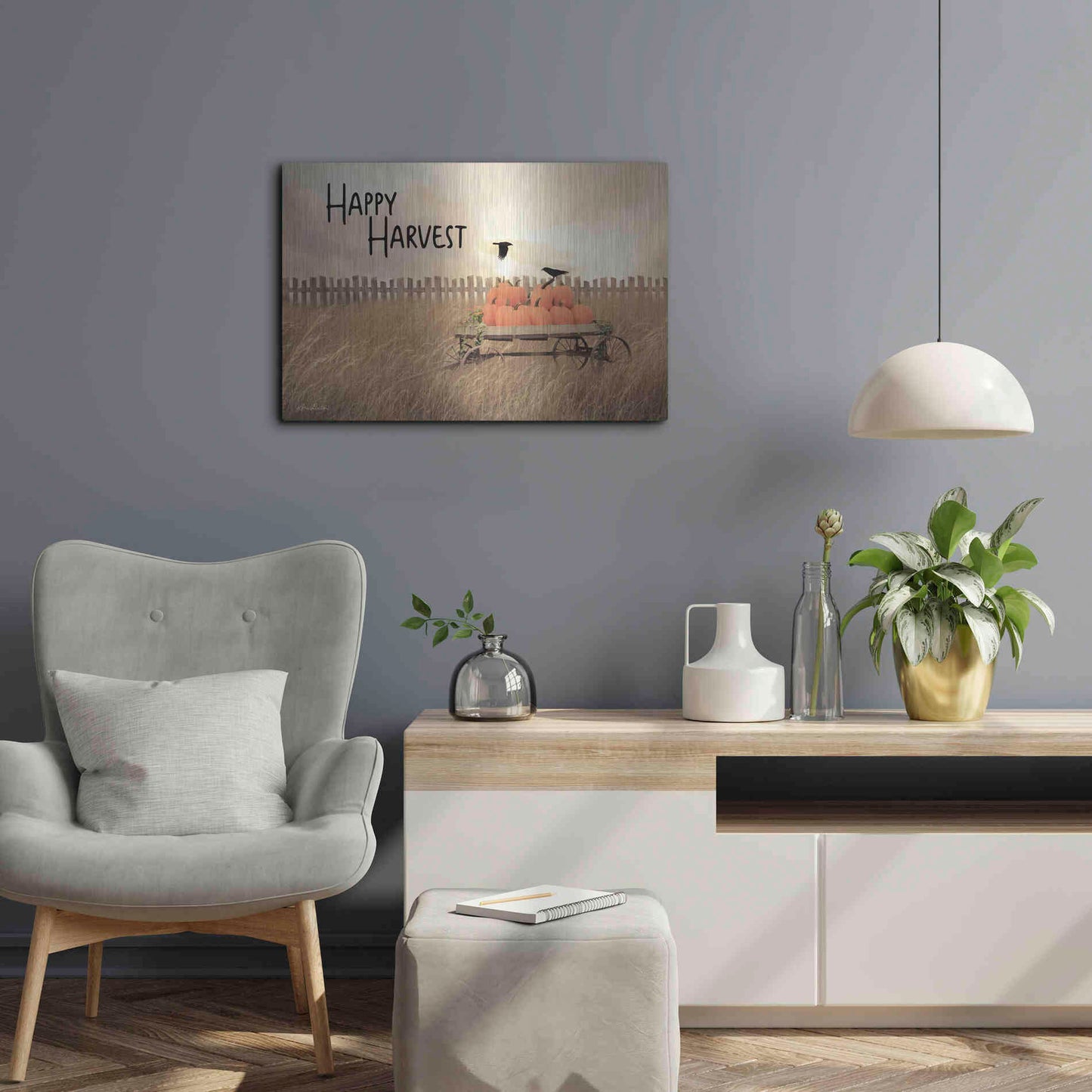 Luxe Metal Art 'Happy Harvest' by Lori Deiter, Metal Wall Art,24x16