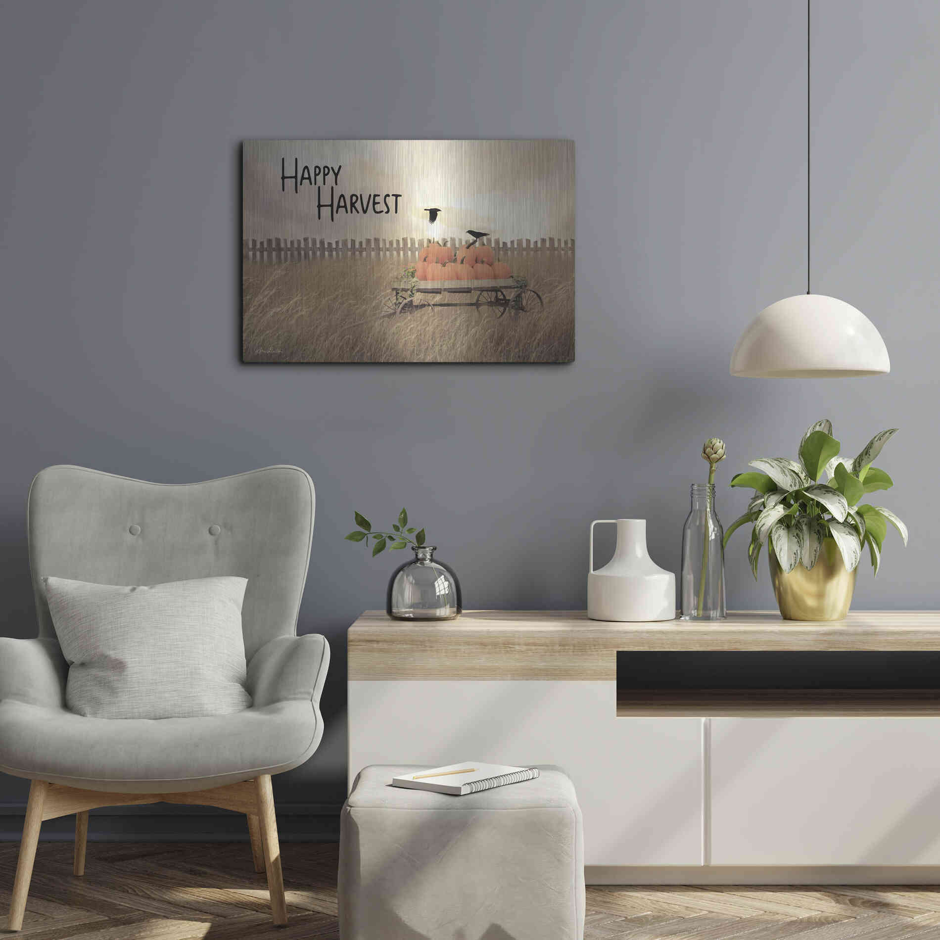 Luxe Metal Art 'Happy Harvest' by Lori Deiter, Metal Wall Art,24x16