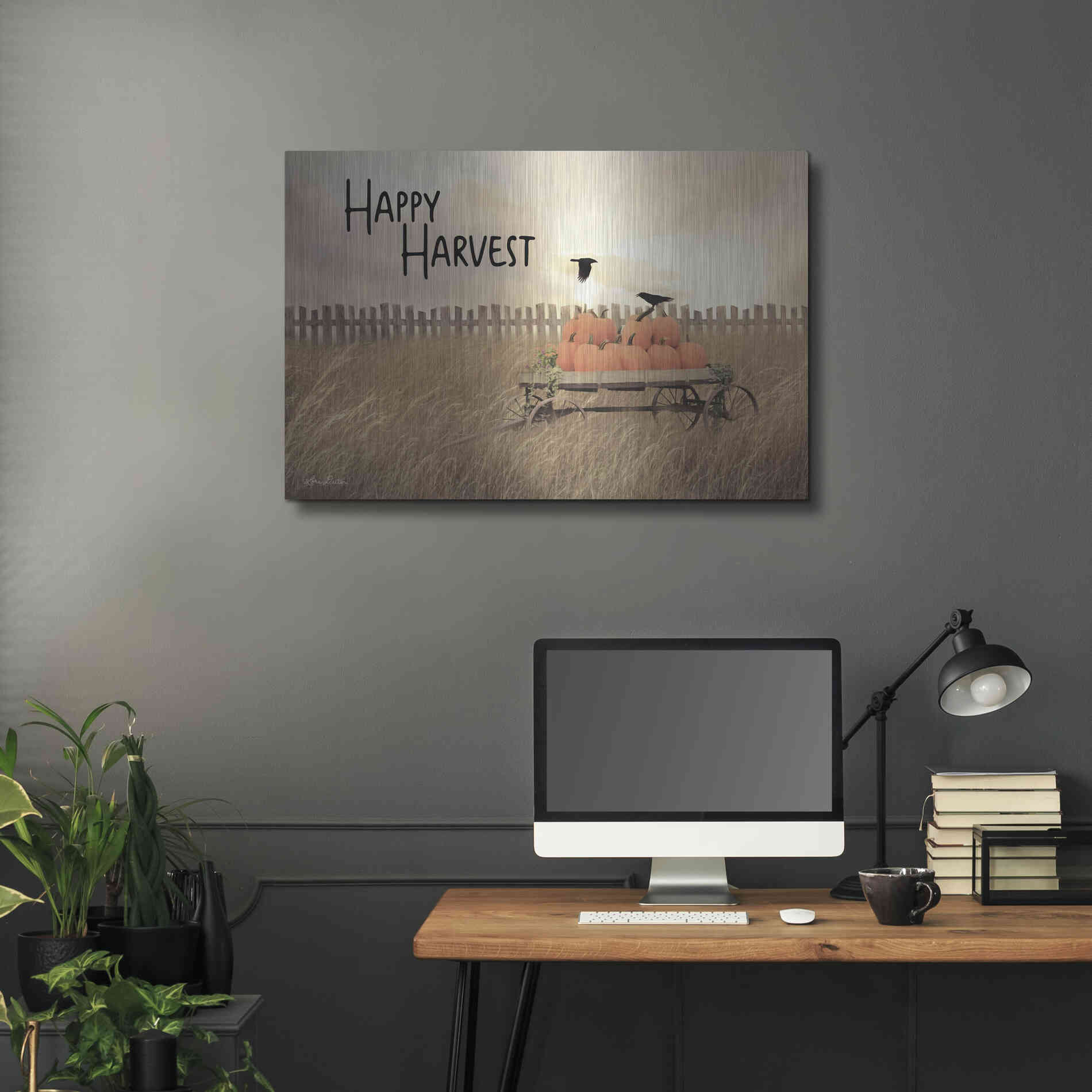 Luxe Metal Art 'Happy Harvest' by Lori Deiter, Metal Wall Art,36x24