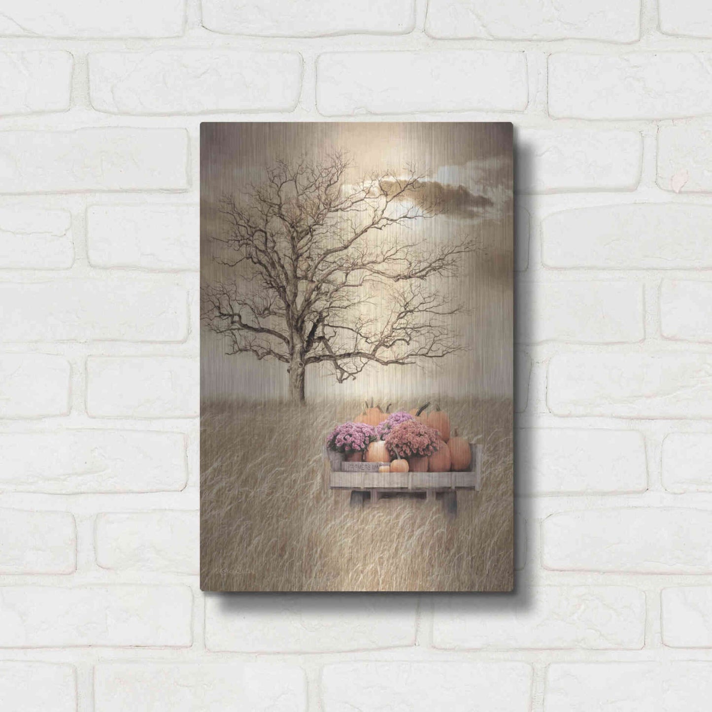 Luxe Metal Art 'Fall Wagon' by Lori Deiter, Metal Wall Art,12x16