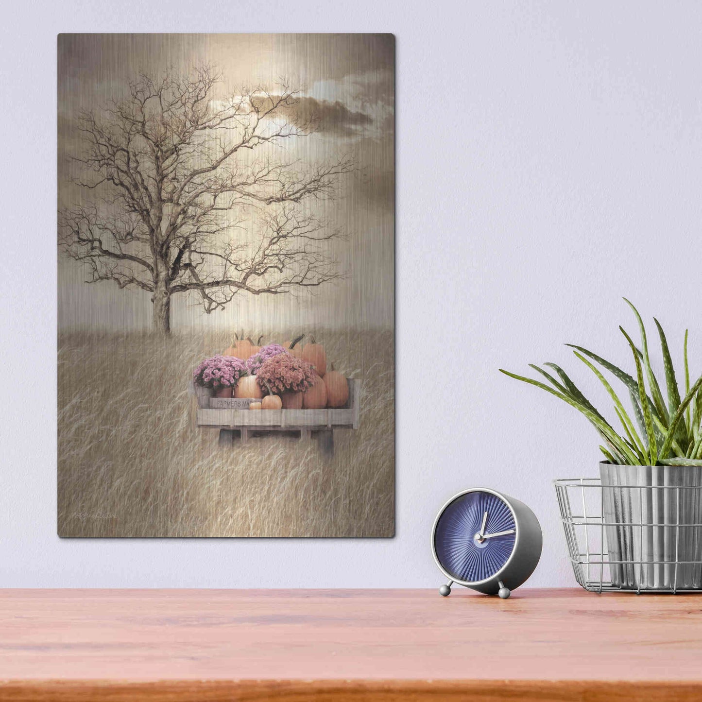 Luxe Metal Art 'Fall Wagon' by Lori Deiter, Metal Wall Art,12x16