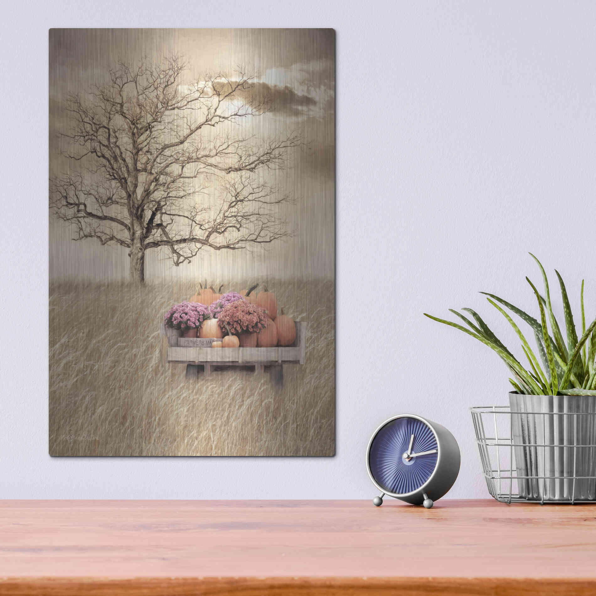 Luxe Metal Art 'Fall Wagon' by Lori Deiter, Metal Wall Art,12x16