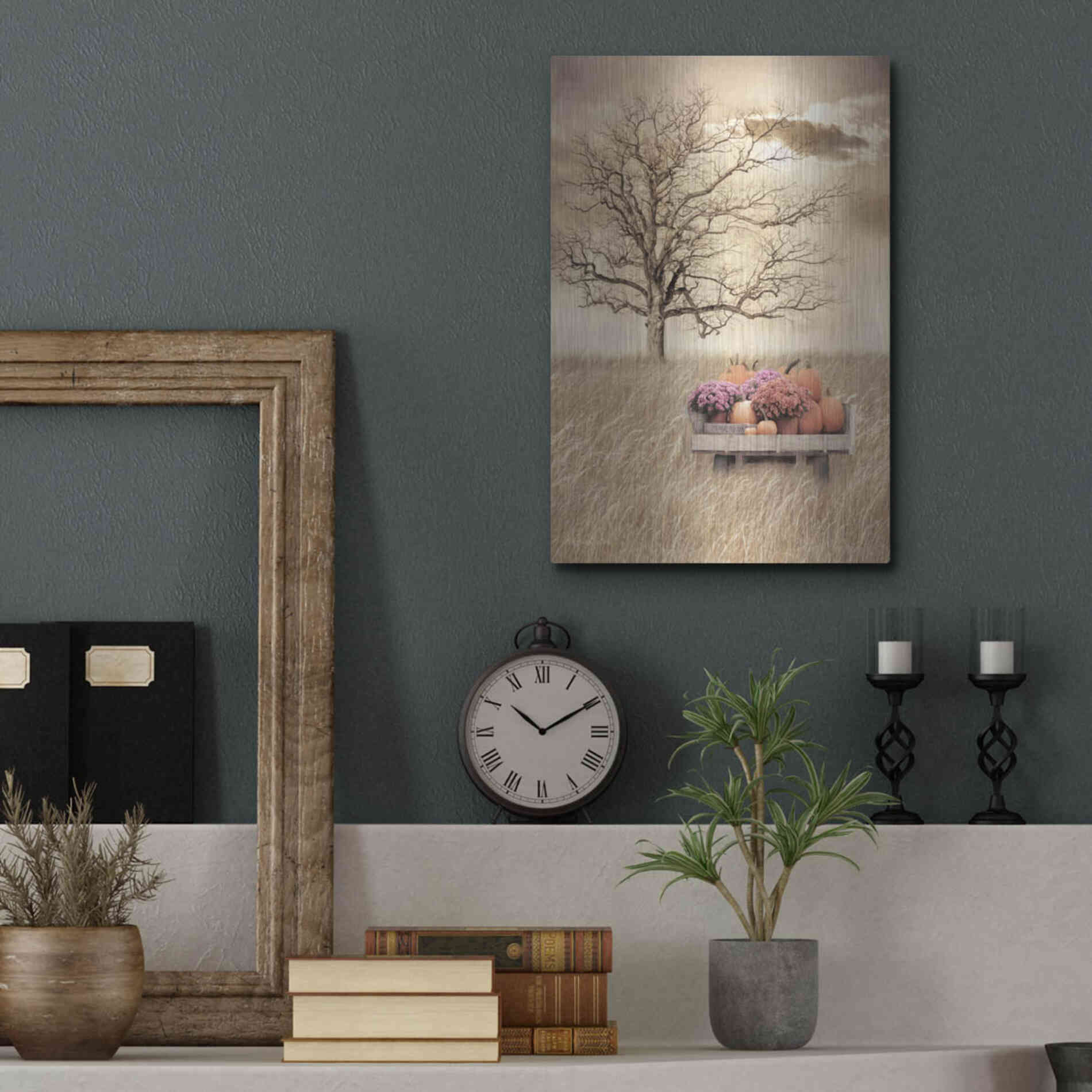 Luxe Metal Art 'Fall Wagon' by Lori Deiter, Metal Wall Art,12x16