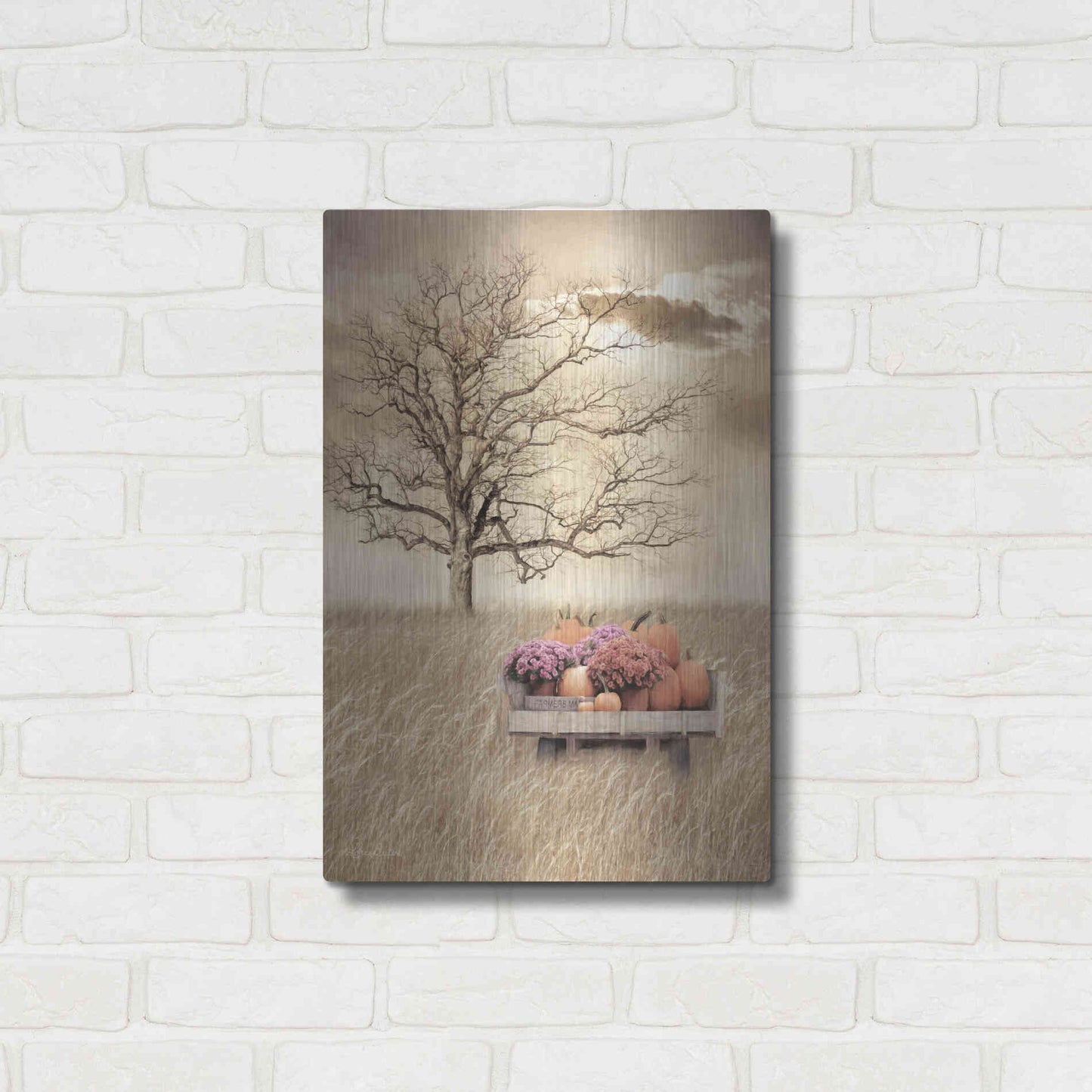 Luxe Metal Art 'Fall Wagon' by Lori Deiter, Metal Wall Art,16x24