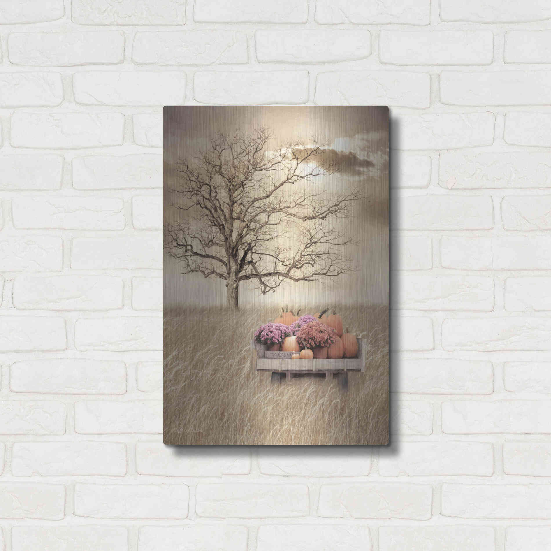 Luxe Metal Art 'Fall Wagon' by Lori Deiter, Metal Wall Art,16x24