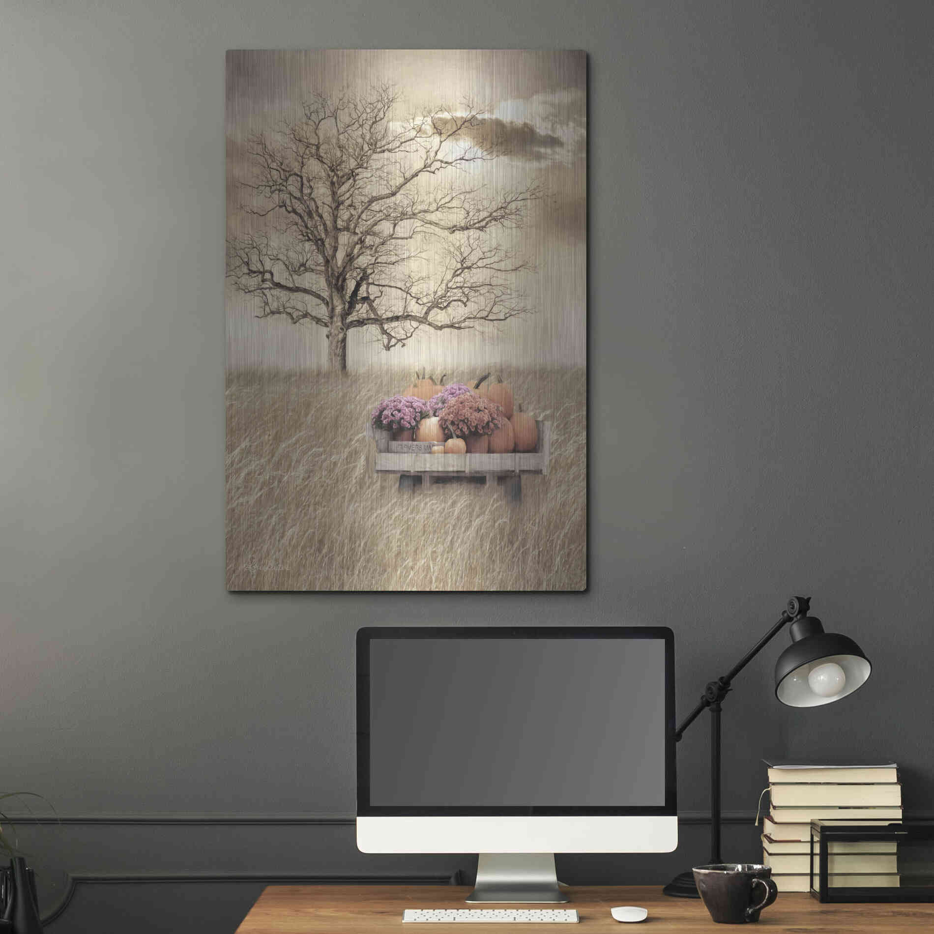 Luxe Metal Art 'Fall Wagon' by Lori Deiter, Metal Wall Art,24x36