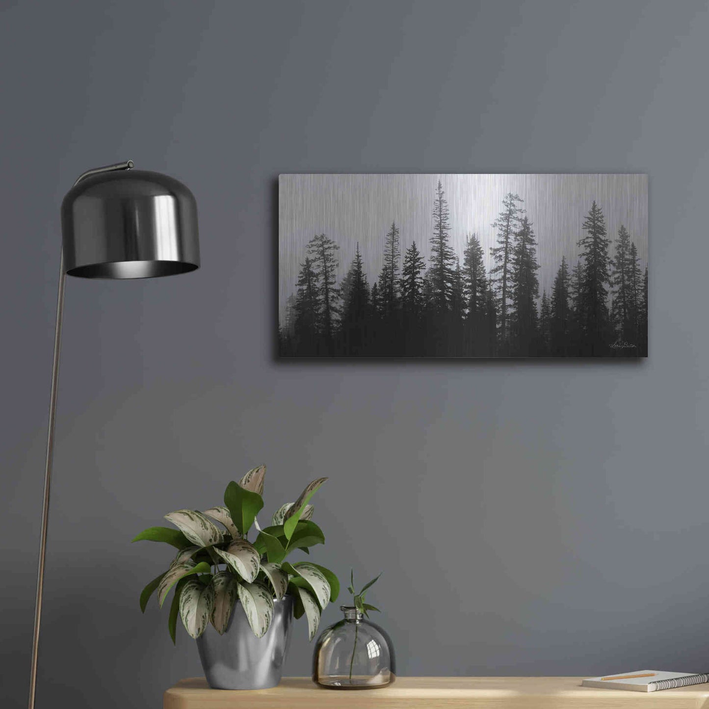 Luxe Metal Art 'Rocky's Trees' by Lori Deiter, Metal Wall Art,24x12