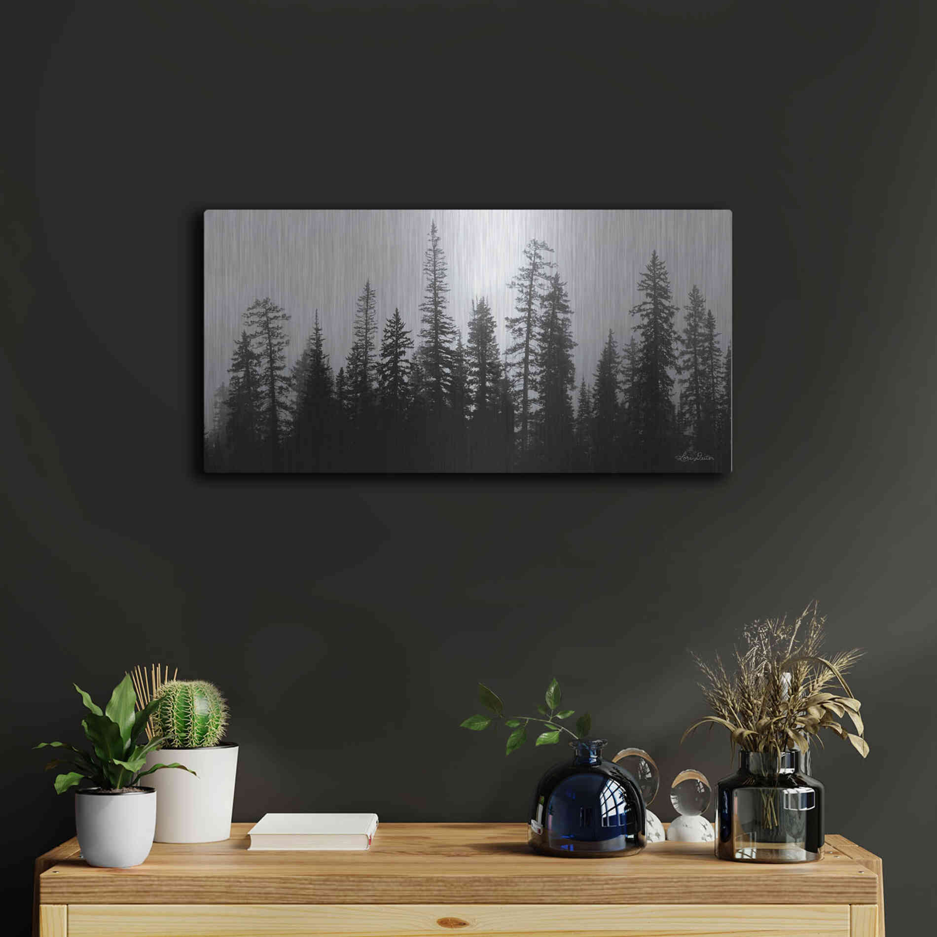 Luxe Metal Art 'Rocky's Trees' by Lori Deiter, Metal Wall Art,24x12