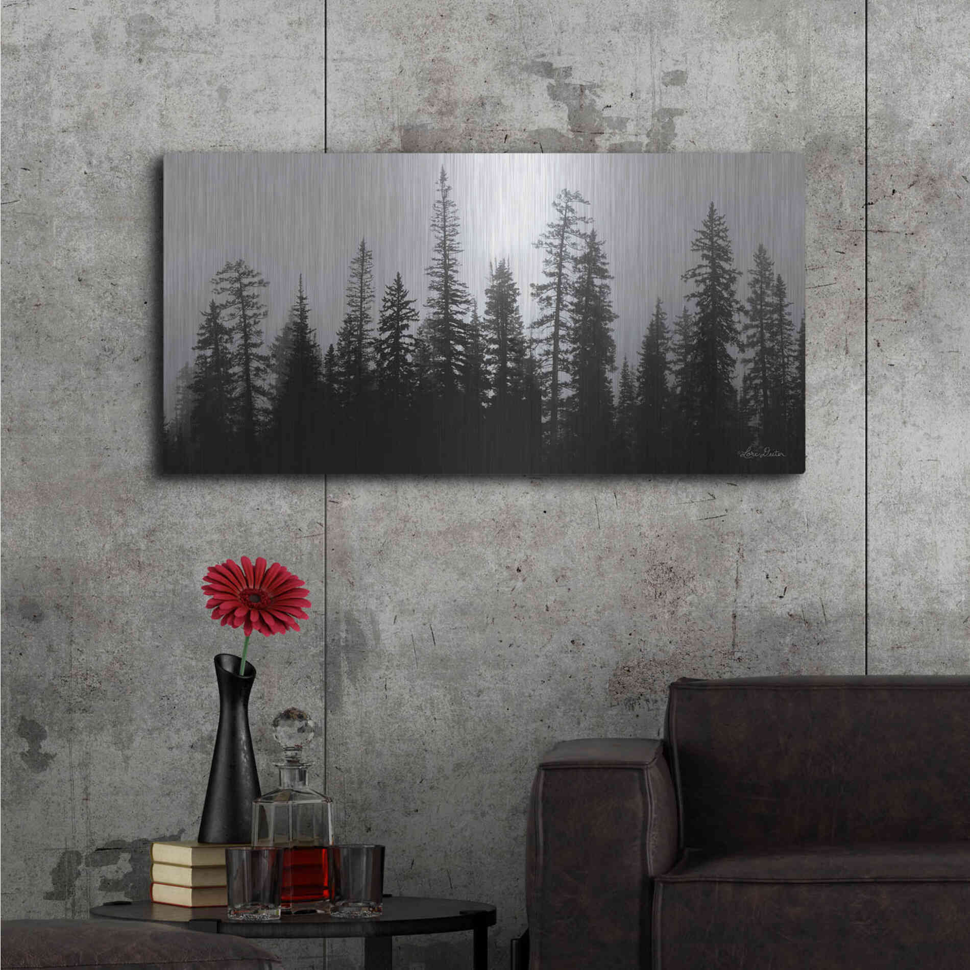 Luxe Metal Art 'Rocky's Trees' by Lori Deiter, Metal Wall Art,48x24