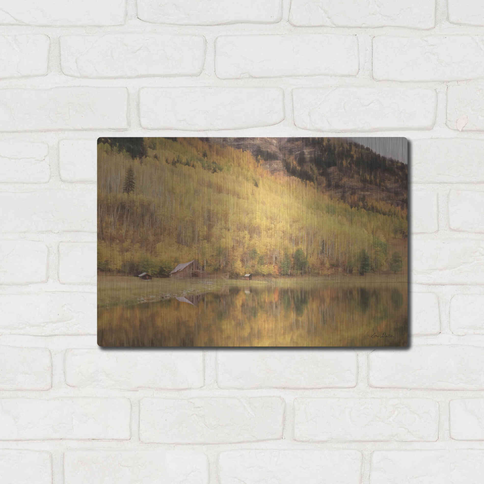 Luxe Metal Art 'San Juan Cabin' by Lori Deiter, Metal Wall Art,16x12