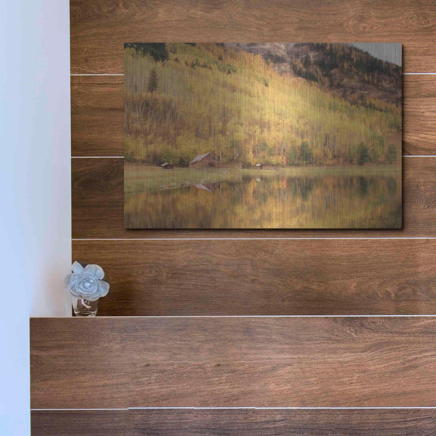 Luxe Metal Art 'San Juan Cabin' by Lori Deiter, Metal Wall Art,16x12