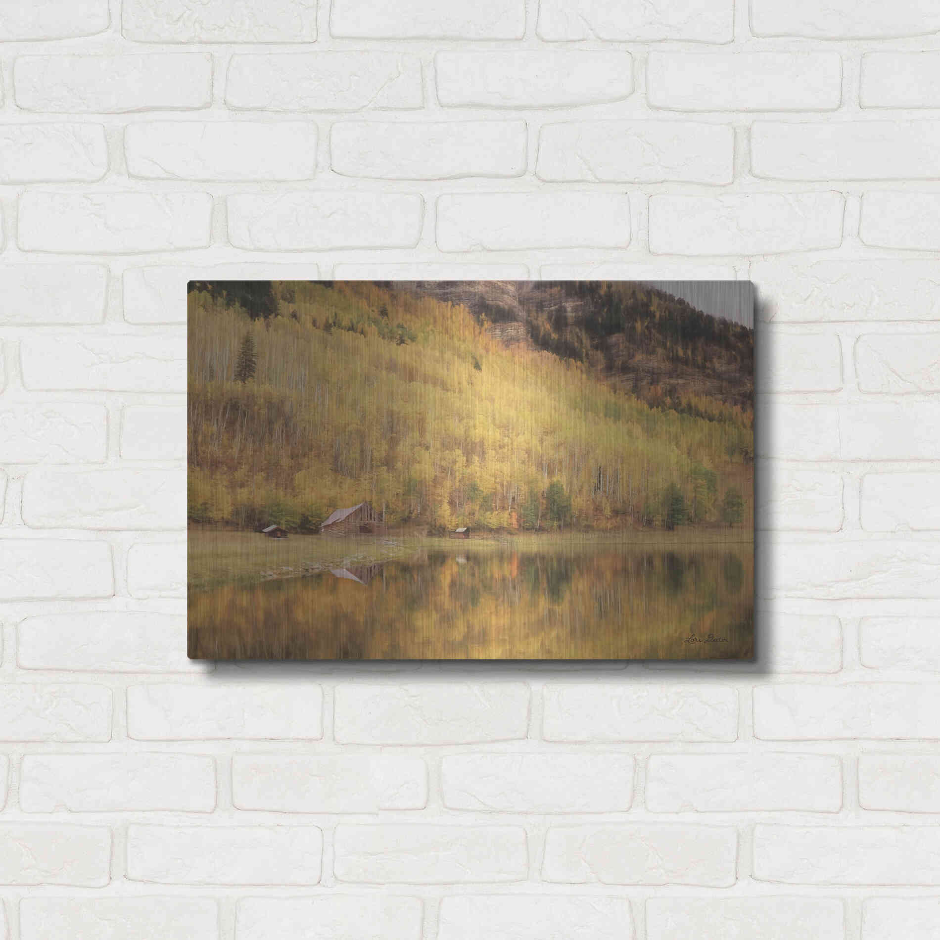 Luxe Metal Art 'San Juan Cabin' by Lori Deiter, Metal Wall Art,24x16