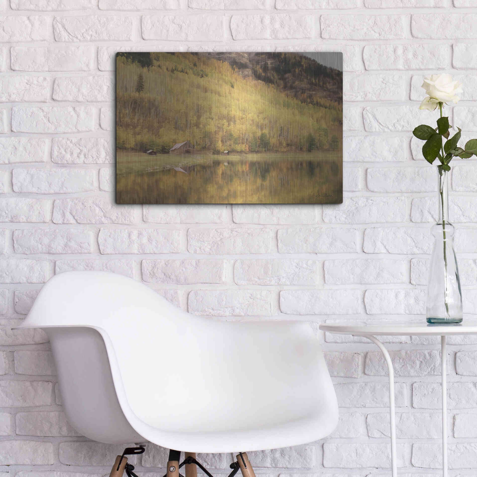 Luxe Metal Art 'San Juan Cabin' by Lori Deiter, Metal Wall Art,24x16