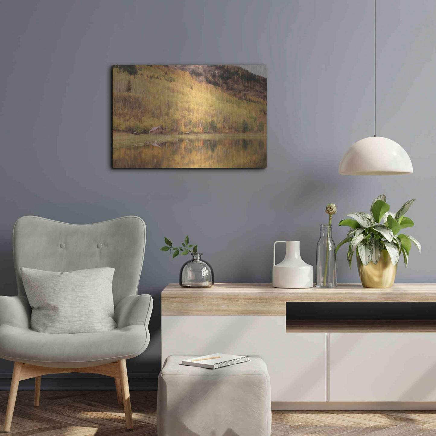 Luxe Metal Art 'San Juan Cabin' by Lori Deiter, Metal Wall Art,24x16