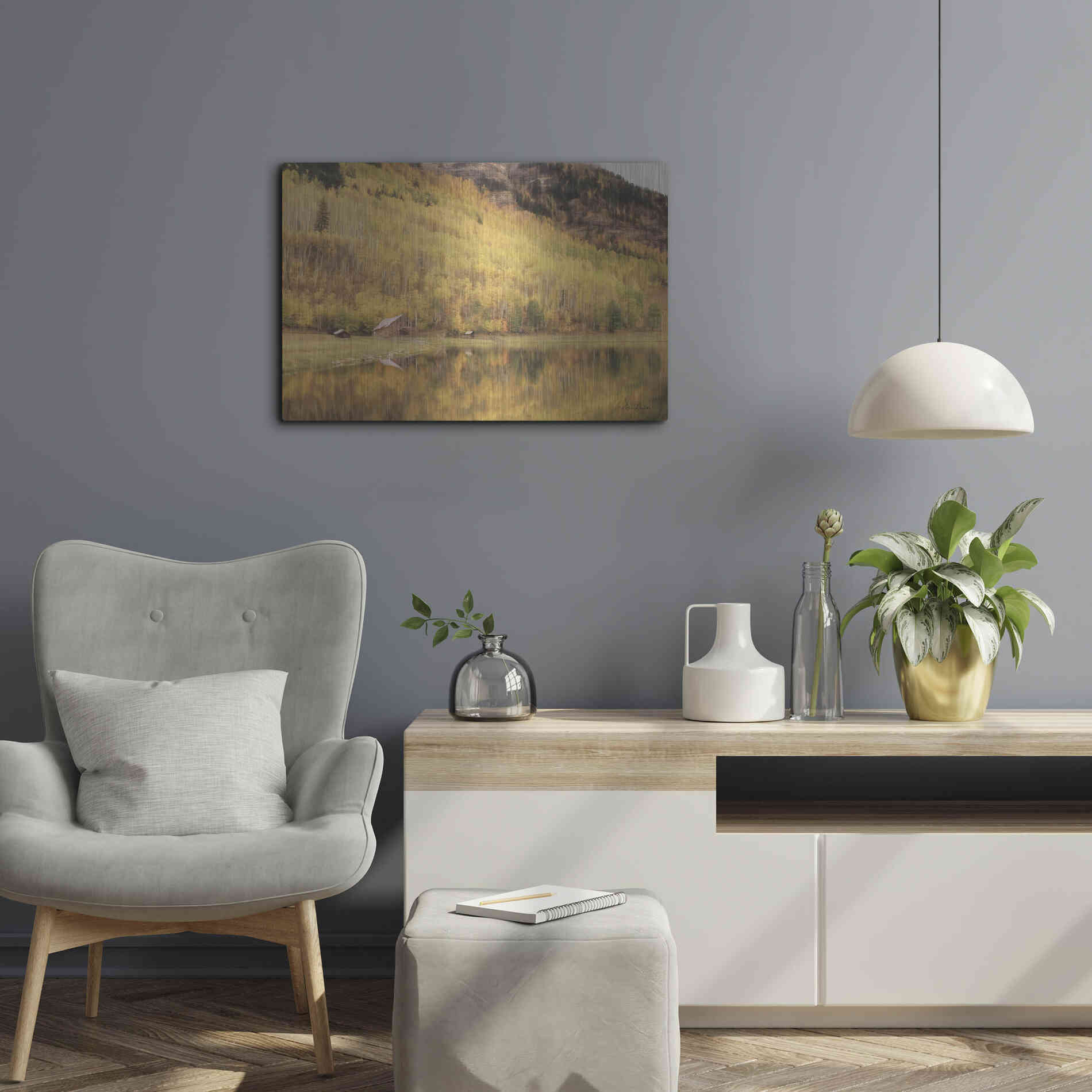 Luxe Metal Art 'San Juan Cabin' by Lori Deiter, Metal Wall Art,24x16