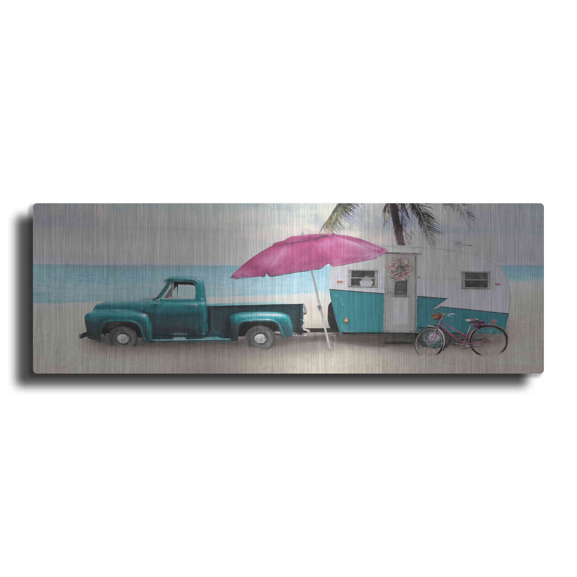 Luxe Metal Art 'Beach Camping with Bike' by Lori Deiter, Metal Wall Art