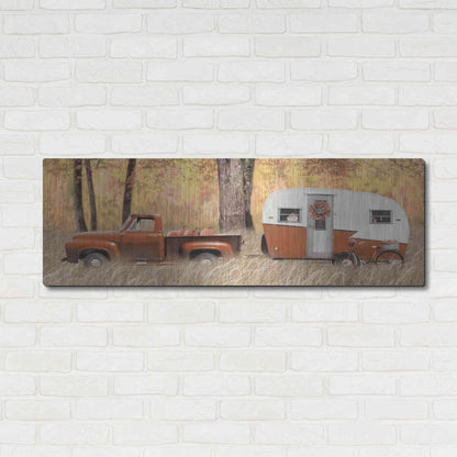 Luxe Metal Art 'Fall Camping with bike' by Lori Deiter, Metal Wall Art,48x16