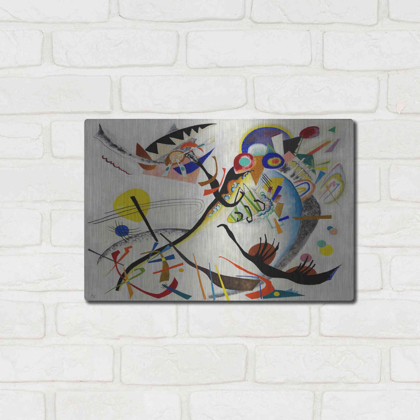 Luxe Metal Art 'Blue Segment' by Wassily Kandinsky, Metal Wall Art,16x12