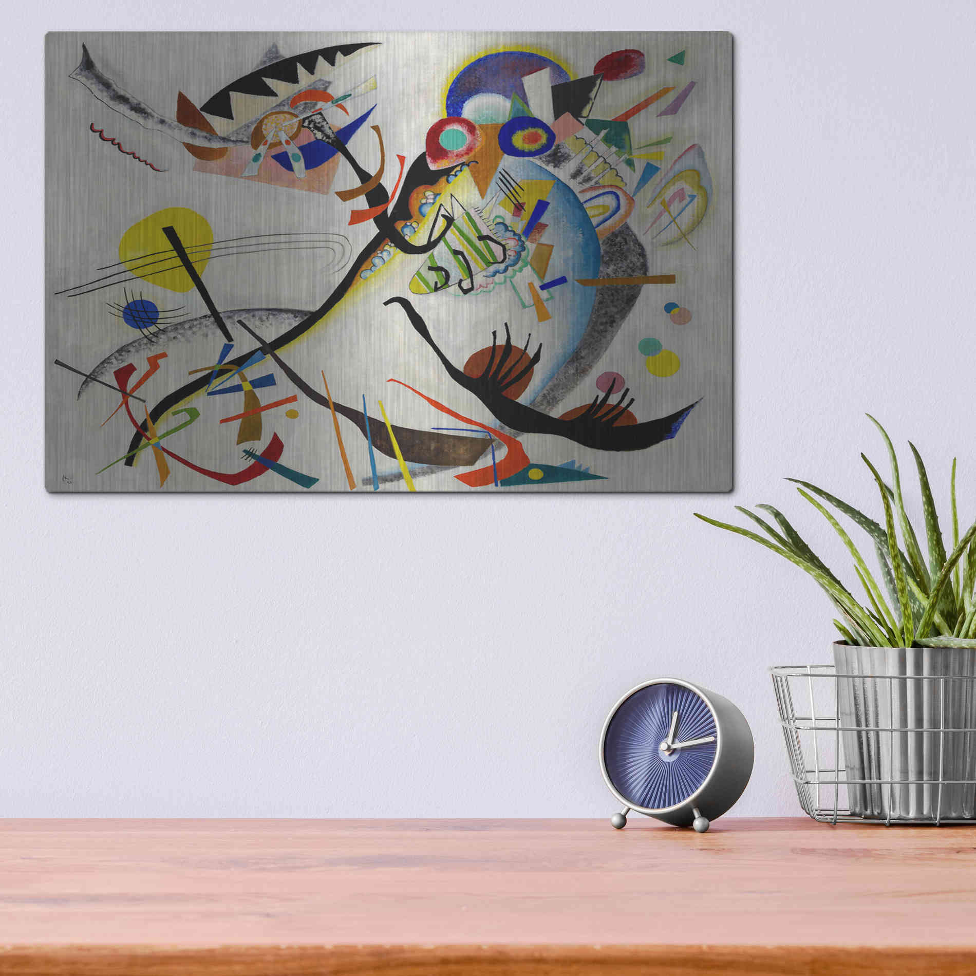 Luxe Metal Art 'Blue Segment' by Wassily Kandinsky, Metal Wall Art,16x12