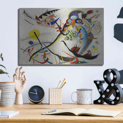 Luxe Metal Art 'Blue Segment' by Wassily Kandinsky, Metal Wall Art,16x12