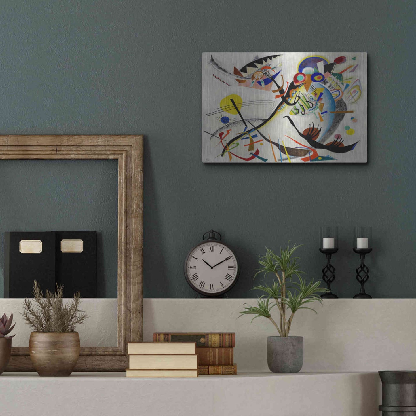 Luxe Metal Art 'Blue Segment' by Wassily Kandinsky, Metal Wall Art,16x12