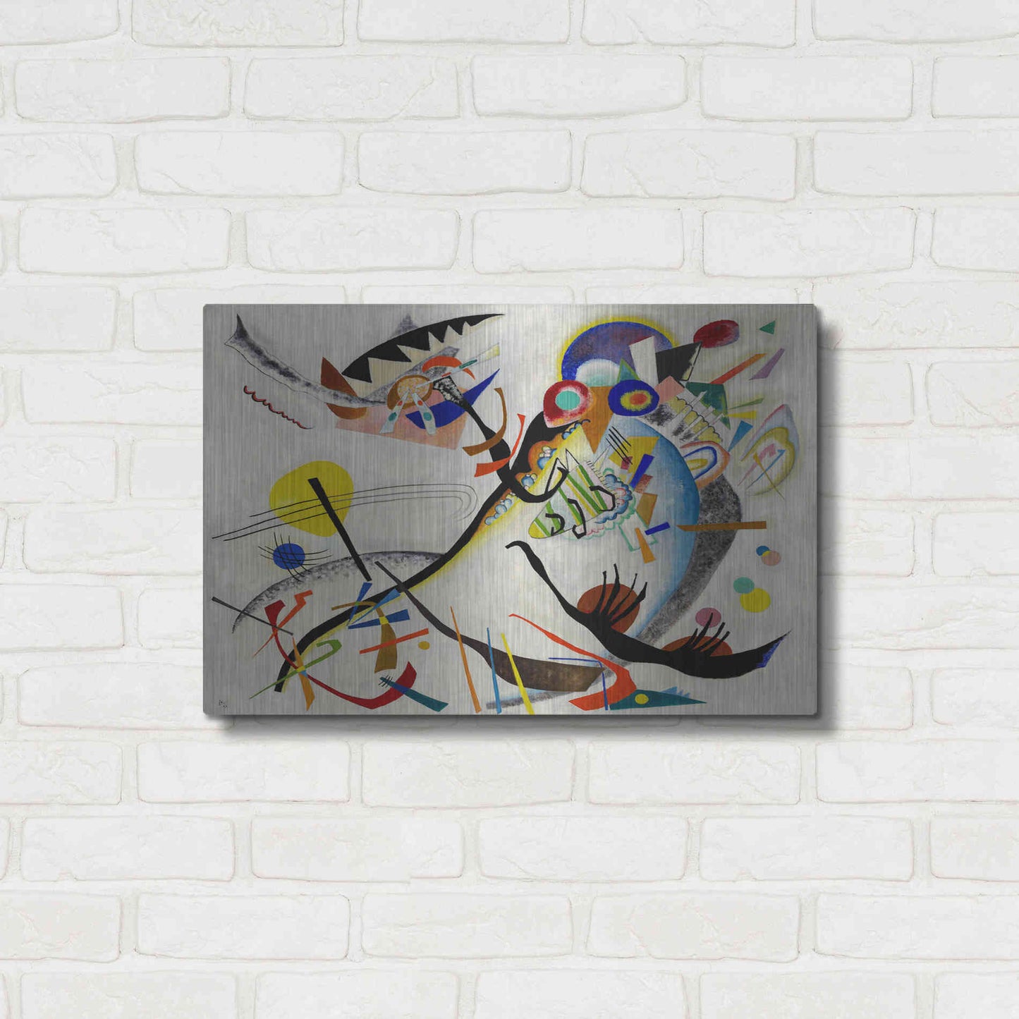 Luxe Metal Art 'Blue Segment' by Wassily Kandinsky, Metal Wall Art,24x16