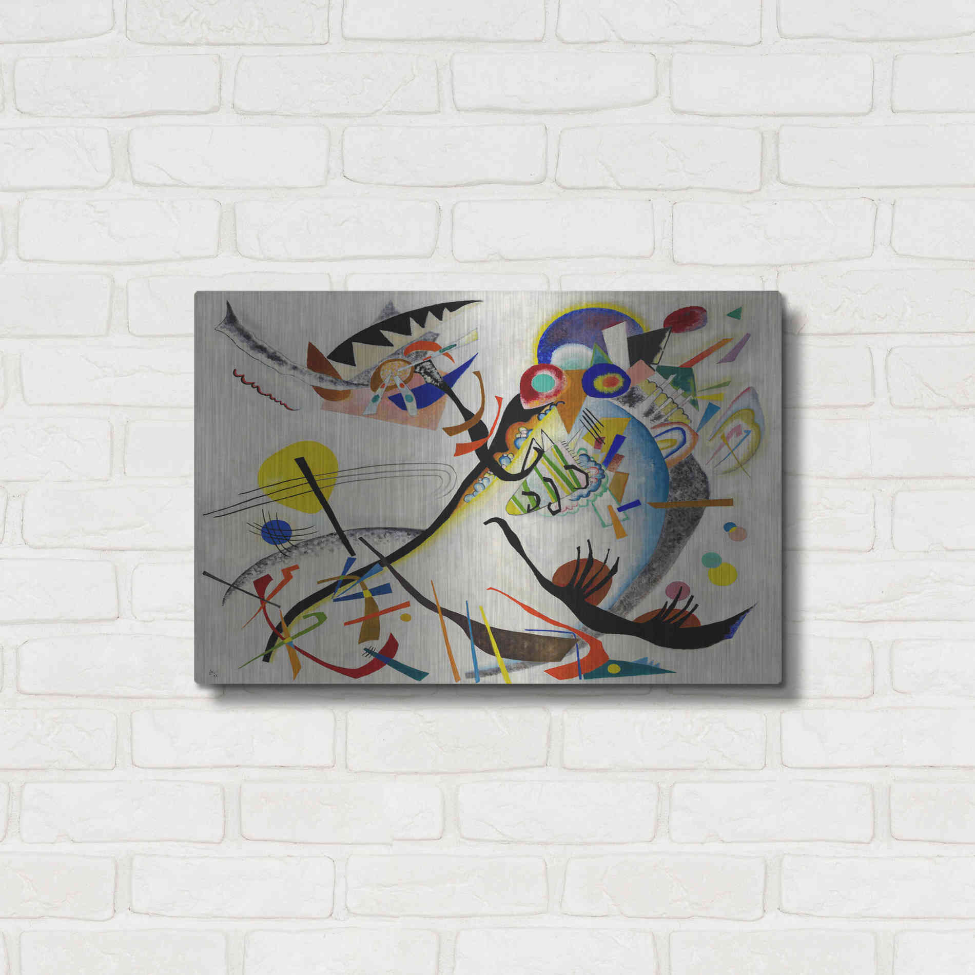 Luxe Metal Art 'Blue Segment' by Wassily Kandinsky, Metal Wall Art,24x16